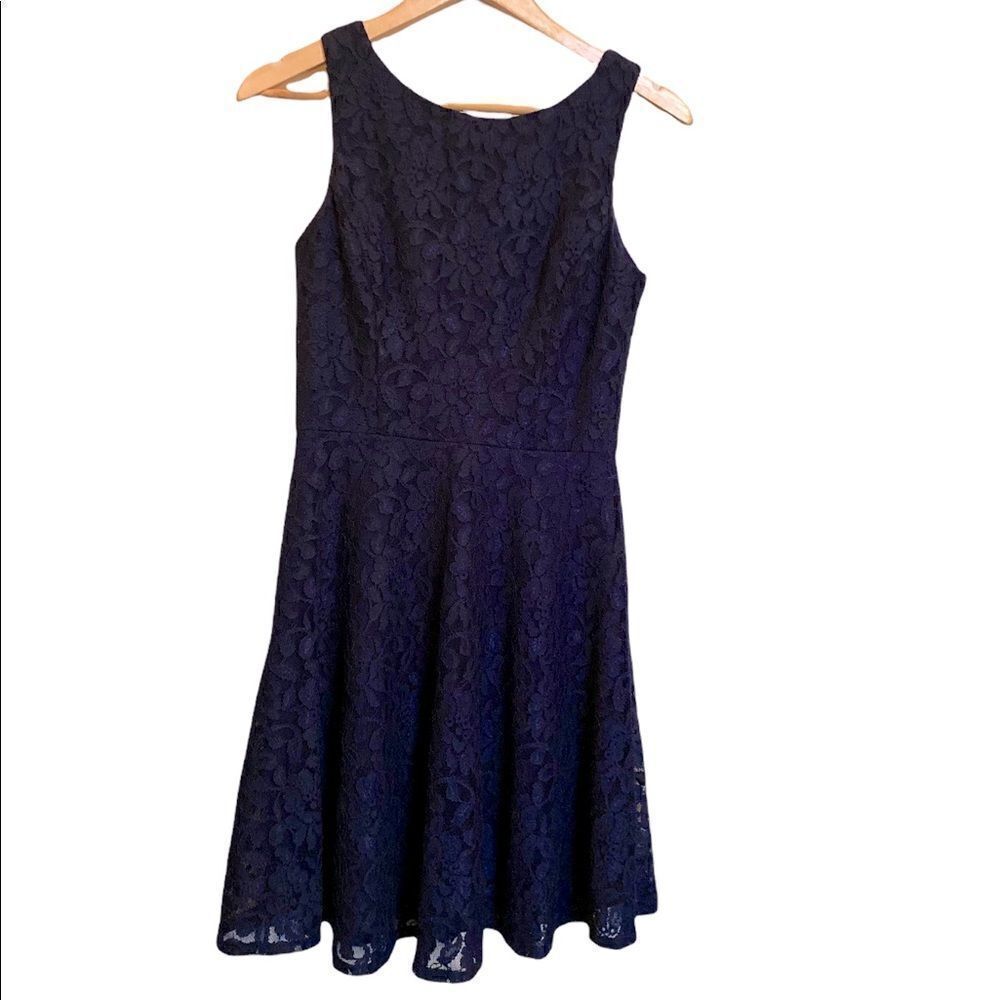 Speechless Fit Flare Navy Blue Lace Zipper Party Dress Size Medium